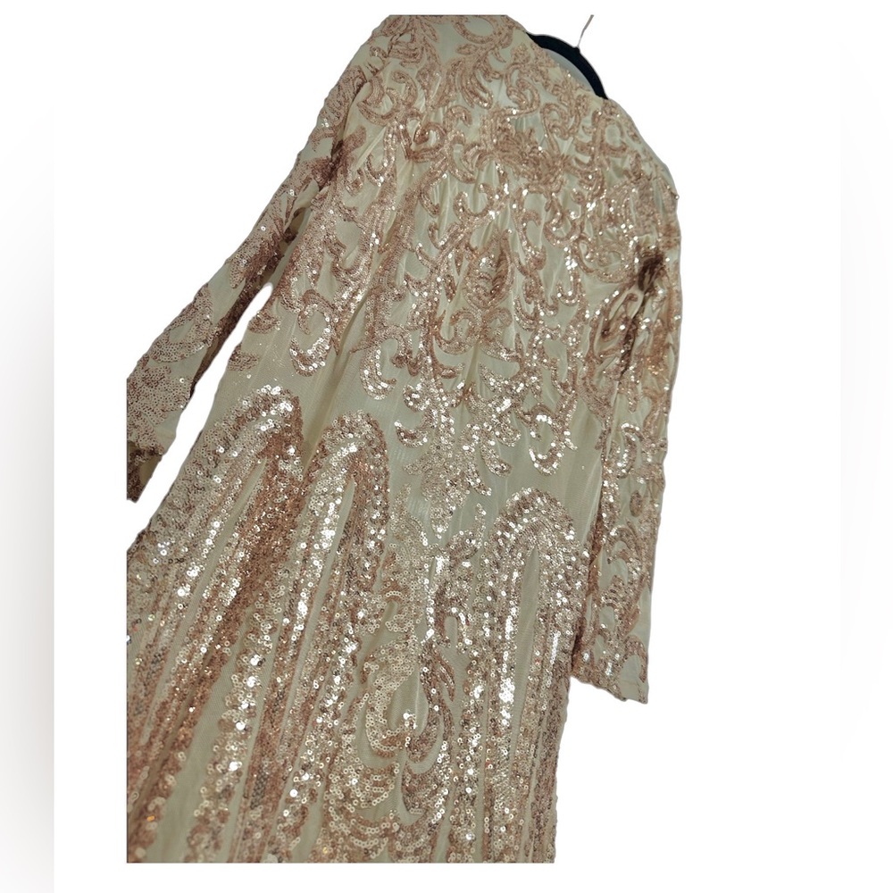 Rose gold sequin laced cover up